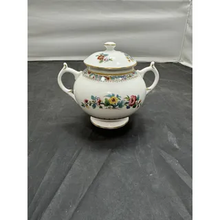 Photo of Vintage Coalport Ming Rose Lidded Sugar Bowl Bone China England Floral Gold Trim