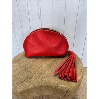 Photo of Portland Leather Taco Tassel Pouch CHERRY Red Makeup Bag FAST SHIP NEW!