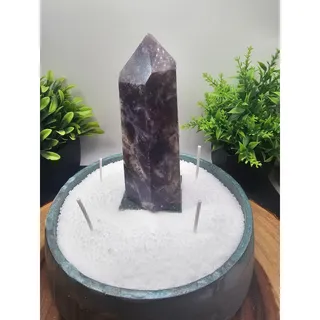 Photo of Purple Mica Crystal Candle Vessel, Handmade Resin Home Decor