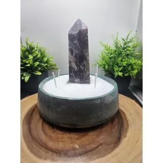 Photo of Purple Mica Crystal Candle Vessel, Handmade Resin Home Decor