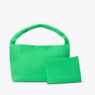 Photo of Susana Monaco Intrecciato Woven Hobo Bag Tote Zing Neon Green NWT Luxe Beach