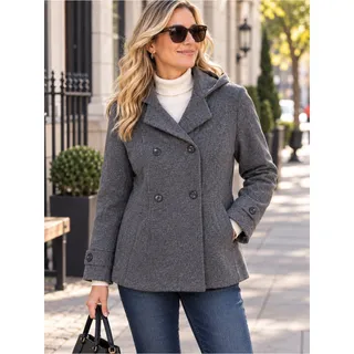 Photo of ST. JOHN’S BAY Gray Wool Cashmere Hooded Peacoat Jacket Size Medium