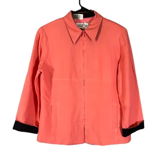Photo of Jessica Howard Pink Full Zip Linen Blend Formal Business Jacket Women Sz 12