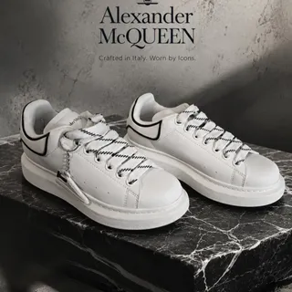 Photo of Alexander McQueen Oversized Sneakers White & Black Outline Size 37