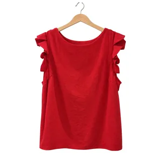 Photo of Monteau Red Ruffle Sleeve Blouse EUC Size XL