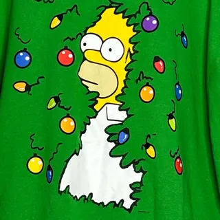 Photo of The Simpsons Homer Christmas Tree Ugly Holiday Sweatshirt Green 2XL NWT