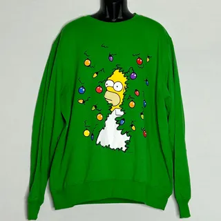 Photo of The Simpsons Homer Christmas Tree Ugly Holiday Sweatshirt Green 2XL NWT