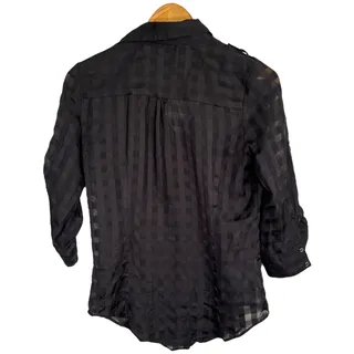 Photo of White House Black Market 0 Sheer Check Blouse Black Relaxed
