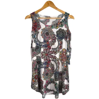 Photo of Multicolor Mandala Floral Cold‑Shoulder Boho Top