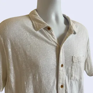 Photo of Lucky Brand L Casual Button-Front Shirt Cream Regular Fit