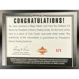Photo of 2020 President's Choice Mega Metal Cole Custer 1/1