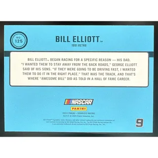 Photo of 2024 Panini Donruss Bill Elliott #125 Numbers 17/94 Retro 91