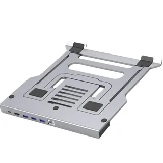 Photo of CLAKY 6-in-1 Adjustable Laptop Stand with USB Hub – Silver Gray. New/OB