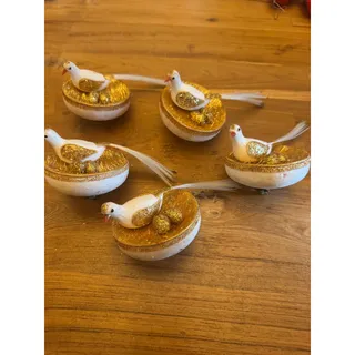 Photo of 5 vtg 1970’s bird With Long Tail Nest W Eggs Clip On Christmas Ornaments 3 clips