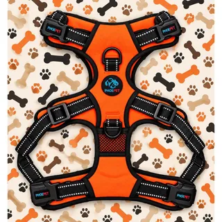 Photo of PHOEPET Large No Pull Reflective Dog Harness Orange Front Clip L