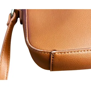 Photo of Old Navy Faux Leather Zip Crossbody Bag Saddle Tan Adjustable Strap Purse