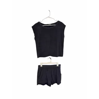 Photo of Lilla P Women’s Medium Gray Terry Boxy Sleeveless Top Shorts Set