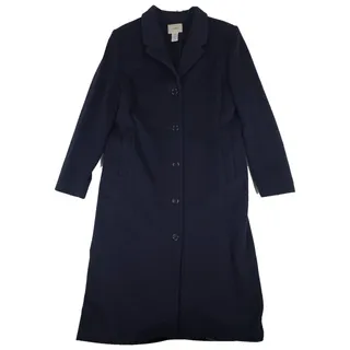 Photo of L.L.Bean Womens 14 Navy Wool Cashmere Blend Long Overcoat Button Front Lined