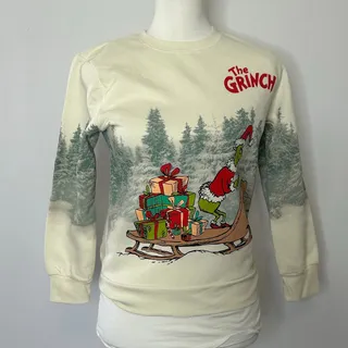 Photo of The Grinch Christmas Sweatshirt Juniors M Girls XL NWT Max Sleigh All Over Print