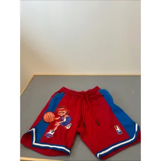 Photo of The Boondocks Lil Reezy Men's Red Athletic Basketball Shorts with Blue size med