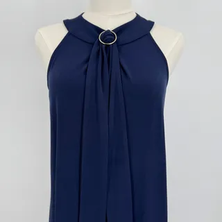 Photo of Michael Kors dress women's small halter sleeveless tie neck sheath midi navy 