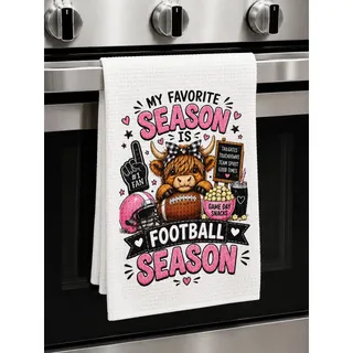 Photo of Football Kitchen Towel Highland Cow Game Day Decor Football Season Gift
