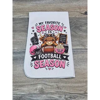 Photo of Football Kitchen Towel Highland Cow Game Day Decor Football Season Gift