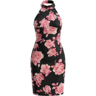 Photo of Karen Millen Black and Pink Floral Elegant Dress US 10 Haulterneck Pencil Dress