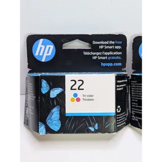 Photo of HP 22 Tri-Color Ink Cartridges Lot of 2 DateMAR 2026 Damaged Retail Boxes
