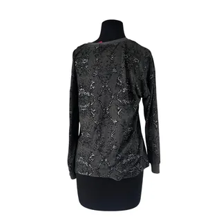Photo of Vince Camuto Cold Shoulder Grey Black Foil Silver Print Sweater- XS