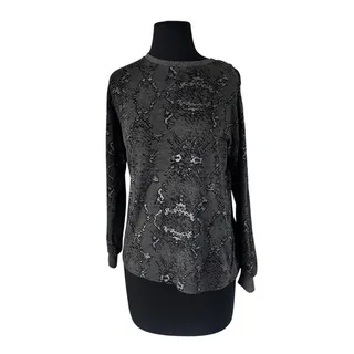 Photo of Vince Camuto Cold Shoulder Grey Black Foil Silver Print Sweater- XS