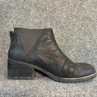 Photo of Sorel Black Leather Waterproof Ankle Bootie Chelsea Boots Cate Heel Womens 11