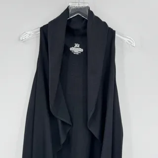 Photo of Cut The Frills vest cardigan women's OS open front waterfall wool blend black