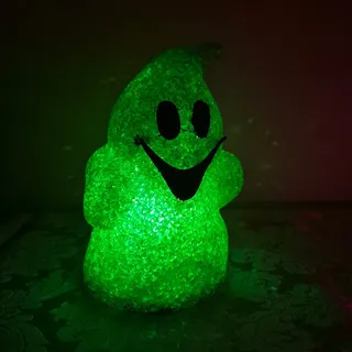 Photo of Green Ghost Light Up Lamp Halloween Melted Popcorn Seasons Vtg Oogie Boogie