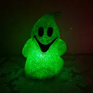 Photo of Green Ghost Light Up Lamp Halloween Melted Popcorn Seasons Vtg Oogie Boogie