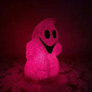 Photo of Pink Ghost Light Up Lamp Halloween Melted Popcorn Seasons Vtg Oogie Boogie