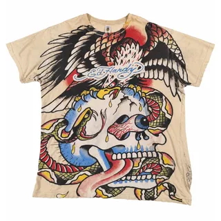 Photo of Vintage Ed Hardy Shirt Mens 4XL Eagle Skull Snake Tattoo Y2K USA Made Distressed