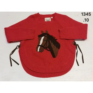 Photo of Cotton Rye (M-8) Pink Horse Embroidered Pullover Sweater