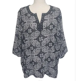 Photo of Cathy Daniels Whimsigoth Office Blouse Plus 3X Corporate Goth Geometric 