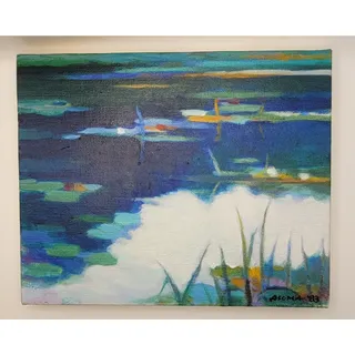 Photo of Tadashi Asoma "Late Summer" Original Oil Painting (1983) | Japanese Art