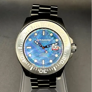 Photo of Aragon Divemaster A059 Mens GMT 200M Dive Watch Blue Green Sunburst Dial 50mm 