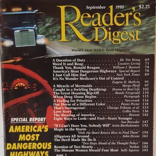 Photo of Reader's Digest Magazine September 1995 - America's Most Dangerous Highways