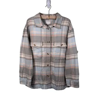 Photo of American Eagle Pastel Plaid Oversized Shacket Size XL Button Front Fall Layer