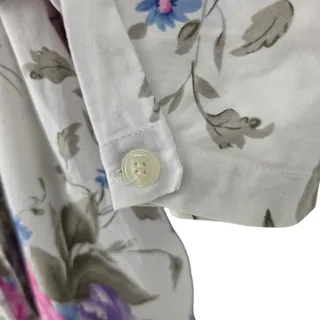 Photo of Vintage 80s Christian Dior White Floral Cotton Robe W/ Tie Belt & Pockets Sz M/L