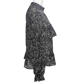 Photo of Rabbit Rose Romantic Goth Sheer Blouse XL Mock Neck Long Sleeve Ruffled Top 