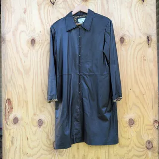 Photo of Newport News 100% Leather Trench Coat Vintage 90s Women's Large