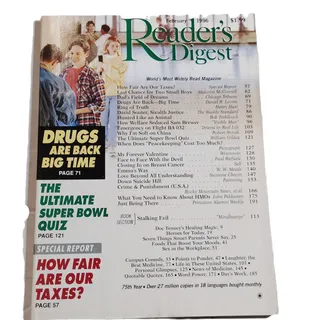 Photo of Reader's Digest February 1996 Magazine - 75th Year Drugs Are Back Big Time