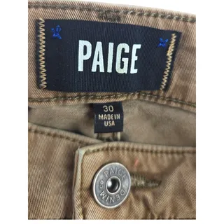Photo of Paige | Lennox-Tan Weathered Slim-Fit Jean | Size 30