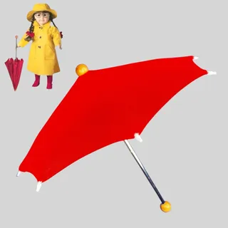Photo of American Girl Molly Doll Umbrella Red Pleasant Company Label Wood Handle