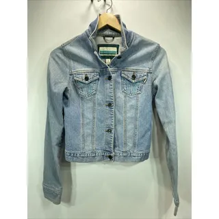 Photo of Vintage Hollister Cropped Denim Jacket Womens Medium 33 Chest 20 Length